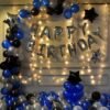 Happy Birthday Decoration, Birthday Decorations, Birthday Ka Saman, Happy Birthday Balloons Decoration Kit 100Pcs Set for Husband Kids Boys Balloons Decorations Items Combo with Helium Letters Foil Balloon, Star Balloon, Cheers Balloon, Banner, Latex Metallic Balloons With Fairy Led Lights