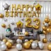Gold&Silver withBirthday Foil Balloon,Arc,GlueDot Stars|Birthday Decoration Item??(Set of 60)