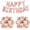 Happy Birthday Decoration Kit 33 pc Combo with Rose Gold Birthday Banner and 30 rose gold chrome Confetti Balloons for Boys Girls Birthday Decorations Kit | Birthday Decoration Combo??(Set of 33)