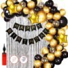 Happy Birthday Decoration Kit Combo 61Pcs for Black and Golden HBD Letter Star Foil Balloons with balloon hand pump for Kids boy Girl Adults 40th 50th 60th Theme D?cor/Happy Birthday Decoration Items Set