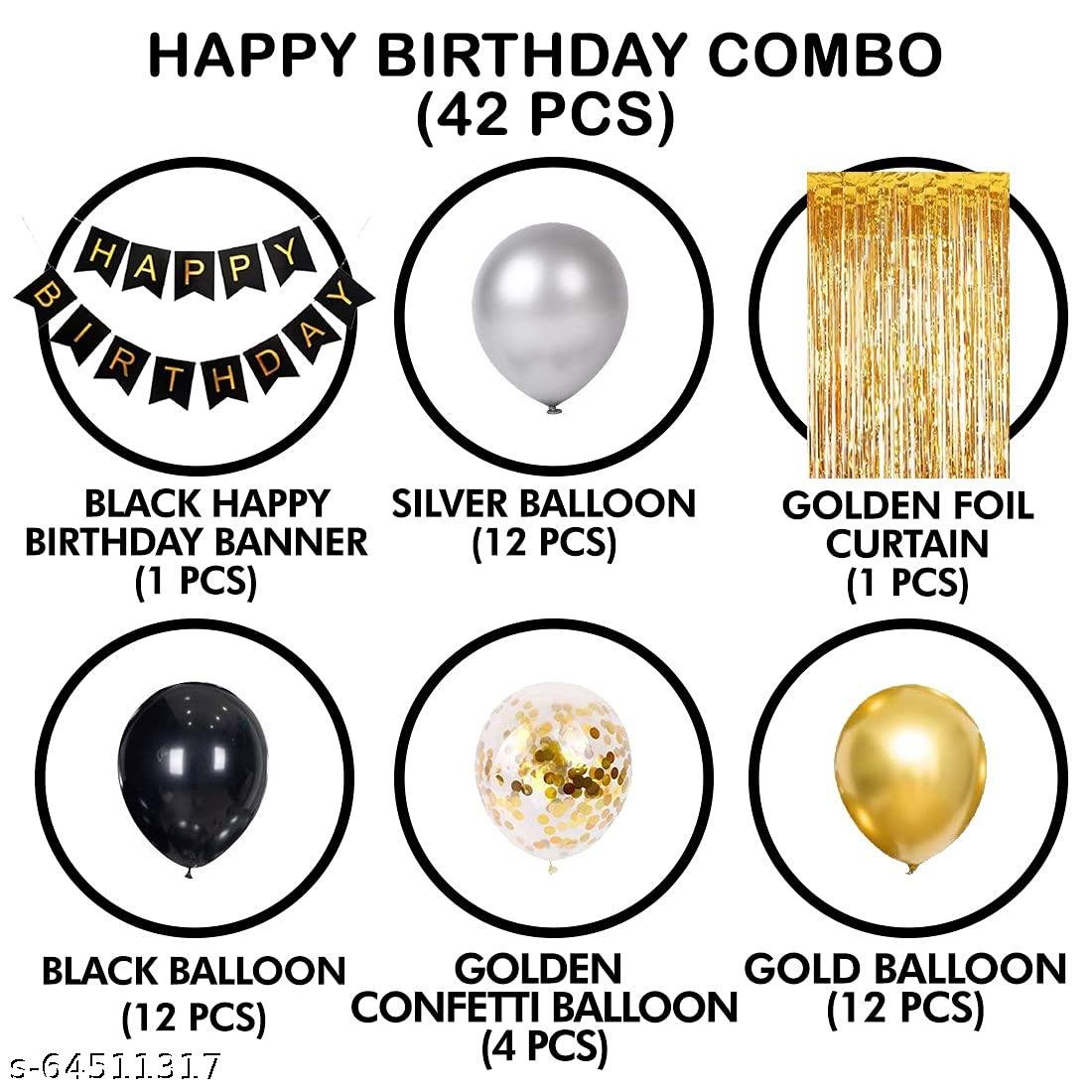 Happy Birthday Balloons Decoration Kit Of 45 For Husband Boys Kids Balloons Decorations Items Combo With Letters Banner, Latex Metallic Balloons, Foil Curtains. - Image 3