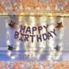 Rose Gold Birthday Decoration Kit -66Pcs With Star Foil Rubber Balloons Happy Bday Ballons Banner Led Light For Baby Girls, Boys, Women, Wife Theme Celebration Items,Gold