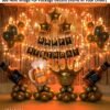 Happy Birthday Decoration, Birthday Decorations, Birthday Ka Saman, Happy Birthday Banner Decoration Kit 64 Pcs Set for Husband Boys Balloons Decorations Items Combo with Cheers Foil Balloon Crown Foil, Age Perfect, Metallic Balloons with Fairy Light