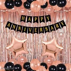 Happy Anniversary Decoration kit with Anniversary Banner, Balloons, for party decoration kit, anniversary decoration, party supplies for any type of decoration, best party combo Pack of 35