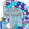 BALLOONS  Solid Birthday Decorations - 95Pcs Silver Happy Birthday Foil Balloon, Star Foil Metallic, Foil Curtain Princess Theme Birthday Decoration/Birthday Decorations for Girl Balloon  (Multicolor, Pack of 95)
