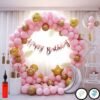 Pink& Chrome Balloons with Banner Arc,Glue Dot|Baby Birthday Decoration Combo