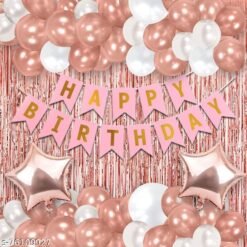 Gold Birthday Decoration Set For Birthday Decorations Party, Birthday Celebration Kit, Set For Girls Women Mom - Balloons, Banner, Foil Curtain, Foil Balloon - 49Pcs Girls Kits