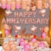 Happy Anniversary Pink Combo Kit With Balloons Foil Star Decoration Set Items??(Set of 31)