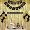50 Gold & Black Metallic Balloons,1 Paper Happy Birthday Banner With 2 Pcs Golden Fringe??(Set of 67)