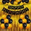 Happy Birthday Banner Decoration Kit - 53Pcs Set for Boys Husband Balloons Decorations Items Combo with Metallic Balloons and Foil Curtain
