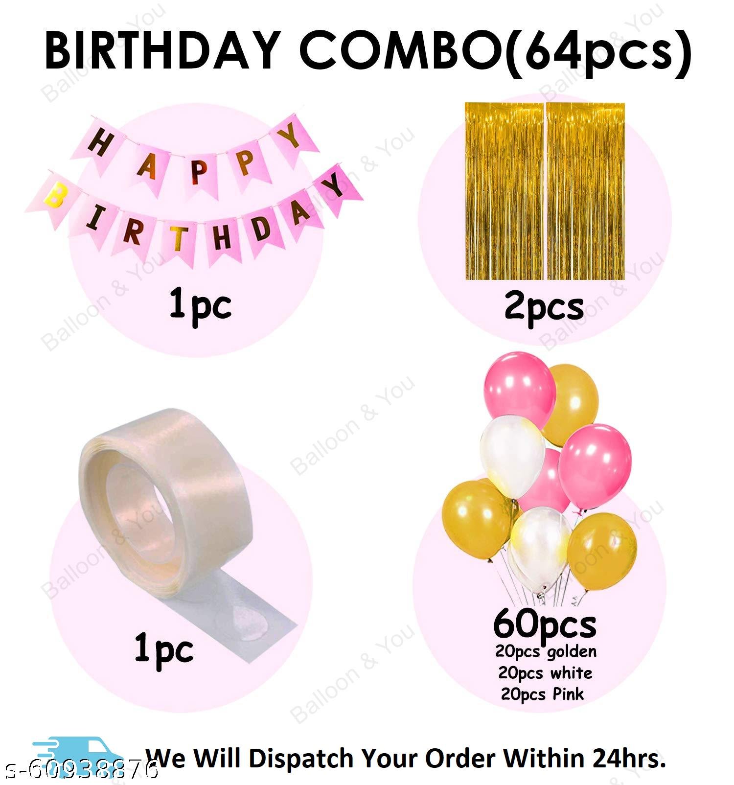 64Pcs Golden, Silver and Black Balloon Birthday Decorations Free