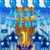Boy girl first/1st happy birthday BLUE combo/kit for decorations (Set of 73)
