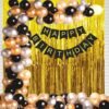Happy Birthday Balloons Decoration Set - Happy Birthday Banner & Fringe Foil Curtain with Metallic Balloons Combo Kit For Boys & Girls