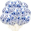 (Pack Of 50) Transparent Balloons Bouquet Combo With Re Filled Blue Confetti & Ribbons For Anniversary, Birthday, Baby Shower, Valentine Day Party Decoration Balloon Bunch - Blue