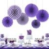 Paper Fans Decoration Set Birthday Party St Patrick'S Day Round Events Accessories (Purple) - Set Of 6
