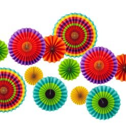 Paper Fan Set For Birthday/Anniversary/Baby Shower/Backdrop Decoration And Paper Fan Craft (Set Of 6Pc, Multicolort)