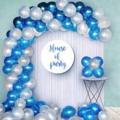 Blue Balloons Combo - 50Pcs Blue & Silver Balloons for Decoration
