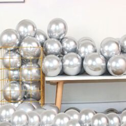 Metallic Chrome Silver Balloons 100 Pcs 12 Inch Helium Shiny Thicken Latex Balloons Party Decoration