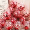 (Pack Of 50) Transparent Balloons Bouquet Combo With Re Filled Red Confetti & Ribbons For Anniversary, Birthday, Baby Shower, Valentine Day Party Decoration Balloon Bunch - Red