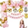JUNGLE ANIMAL HEAD THEME FOIL BALLOONS COMBO FOR BIRTHDAY THEME PARTY CELEBRATION DECORATION- 56 PCS
