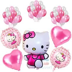 Hello Kitty Party– Combo Pack of 45 Balloons | 5 Hello Kitty Foil Balloons set | 40 Metallic Balloons - theme decoration items (Kitty 2)