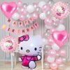 Hello Kitty Party– Combo Pack of 45 Balloons & Happy Birthday Banner | 5 Hello Kitty Foil Balloons set | 40 Metallic Balloons | Happy Birthday Banner - theme decoration items (Kitty 3)