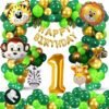 Jungle Theme 1st Birthday Decoration for Kids Baby Boy/Animal Safari Theme Party for Boys Girls/Birthday Supplies(Kit of 71pcs)