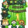  Jungle Animal Forest Theme ​2st Birthday Party Decorations for boys- ​5​1 Pcs Combo - Bunting Animal Face Shape Foil, Chrome Rubber Balloons - Jungle Theme Birthday Decoration for theme birthday party decorations ​