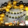Happy Birthday Decoration Items Boys Girls Husband- 34Pcs Biirthday Decoration Kit cardstock, latex Combo -Black Golden Balloons For Birthday, Happy Birthday Lights, Banner/Ballons