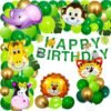 Jungle Theme Birthday Decoration - Large 79 Pcs | Animal Theme Birthday Party Decorations | Happy Birthday Banner | Animal Balloons for Decoration | Birthday Balloons for Decoration