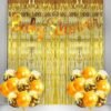  Baby Shower Party Decor Cursive Banner, Foil Curtains, Confetti & Metallic Balloons Gold Pack of 23 Piece
