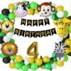  Jungle Theme Birthday Decoration 4 Year Birthday Decoration for boys and girls 78 Items Kit Combo 5 Animal foil Balloons