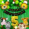  5th Birthday Decoration Items For Boys Jungle Theme - 52Pcs 5th Birthday Party Decorations,Birthday Decorations kit for Boys 5th birthday/ Baby Birthday Decoration Items 5 Year