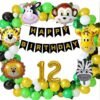  Balloon Decoration for Birthday Boy 12 Year Birthday Decoration for boys and girls 78 Items Kit Combo 5 Animal foil Balloons
