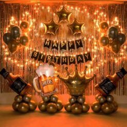 Golden Birthday Decoration Kit - 63Pcs Birthday Decoration Items for Husband | 40th Birthday Decorations for Men | Birthday Decoration for Husband | Happy Birthday Banner | Golden Balloons for Birthday