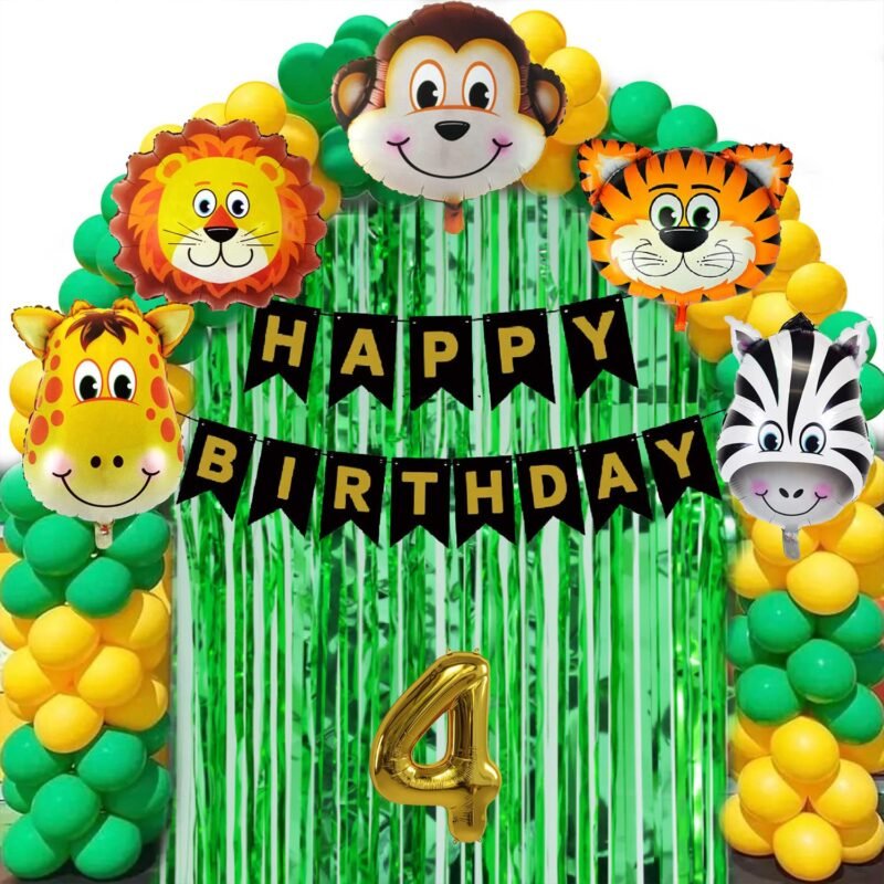 BubbleTrouble.in 4 Year Jungle Theme Birthday Decoration Kit Boys 37 ...