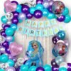 Frozen Theme Birthday Decorations - Cute 62Pcs Birthday Decorations for Girls | Elsa Theme Birthday Decorations | Blue and White Balloons for Decoration | Princess Birthday Decorations Items