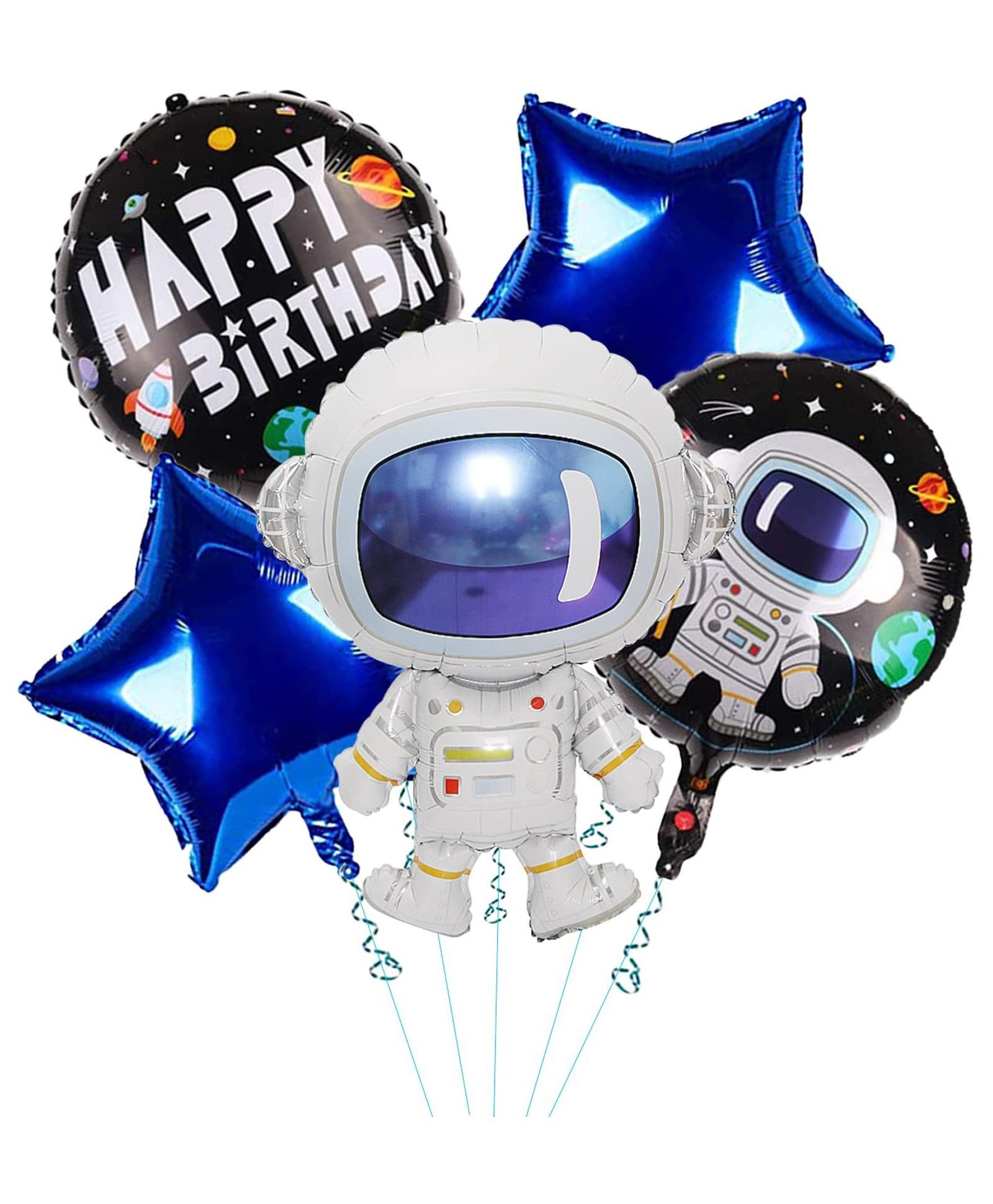 Astronaut and Space balloon Theme Birthday Foil Balloons Multicolour - Pack of 5