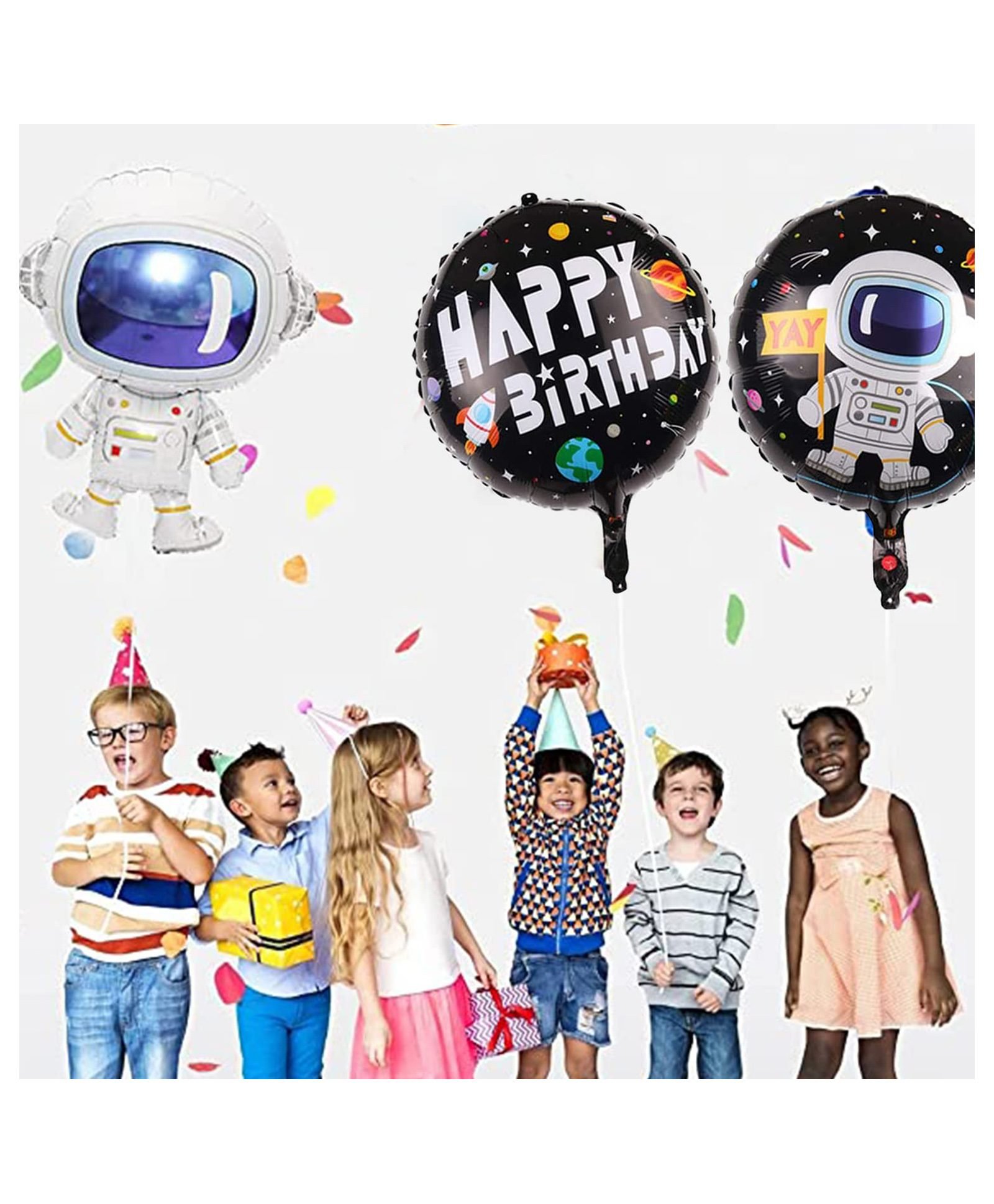 Astronaut and Space balloon Theme Birthday Foil Balloons Multicolour - Pack of 5 - Image 5