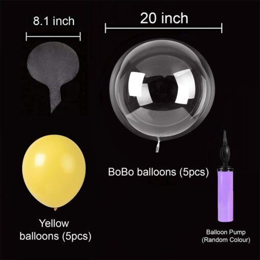 Transparent Bobo Balloons Combo for Birthday/Wedding,/Anniversary/Indoor Outdoor/yellow latex Balloon Decoration,Family Reunion/Party Supplies Items (Pack of 21pcs) - Image 2