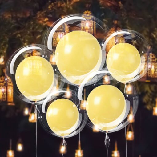 Transparent Bobo Balloons Combo for Birthday/Wedding,/Anniversary/Indoor Outdoor/yellow latex Balloon Decoration,Family Reunion/Party Supplies Items (Pack of 21pcs) - Image 3