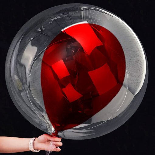 Transparent Bobo Balloons with latex Metalic Red Balloon With pump Combo for Birthday/Wedding/Anniversary/Indoor Outdoor Decoration,Family Reunion/Party Supplies/Items (Pack of 11pcs) - Image 6