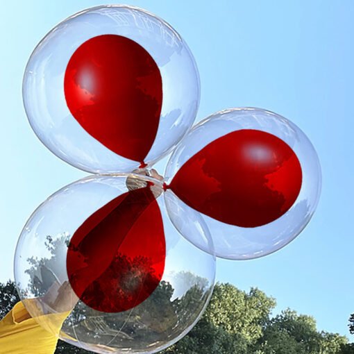 Transparent Bobo Balloons with latex Metalic Red Balloon With pump Combo for Birthday/Wedding/Anniversary/Indoor Outdoor Decoration,Family Reunion/Party Supplies/Items (Pack of 11pcs) - Image 7