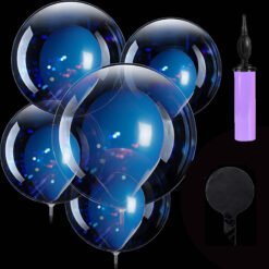Transparent Bobo Balloons with latex Metalic Blue Balloon With pump Combo for Birthday/Wedding/Anniversary/Indoor Outdoor Decoration,Family Reunion/Party Supplies/Items (Pack of 11pcs)