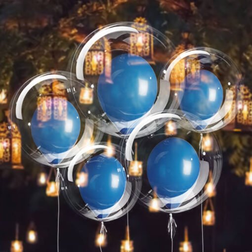 Transparent Bobo Balloons with latex Metalic Blue Balloon With pump Combo for Birthday/Wedding/Anniversary/Indoor Outdoor Decoration,Family Reunion/Party Supplies/Items (Pack of 11pcs) - Image 4