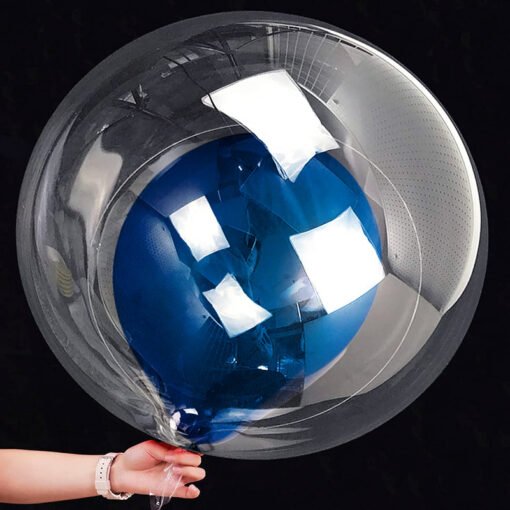 Transparent Bobo Balloons with latex Metalic Blue Balloon With pump Combo for Birthday/Wedding/Anniversary/Indoor Outdoor Decoration,Family Reunion/Party Supplies/Items (Pack of 11pcs) - Image 6
