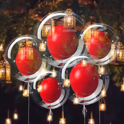 Transparent Bobo Balloons with latex Metalic Red Balloon With pump Combo for Birthday/Wedding/Anniversary/Indoor Outdoor Decoration,Family Reunion/Party Supplies/Items (Pack of 11pcs) - Image 4