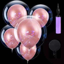 Transparent Bobo Balloons/Birthday,Wedding,Anniversary Indoor Outdoor Deor items/Rose Gold latex Balloon Decoration/Family Reunion/Party Supplies Items (Pack of 21pcs)