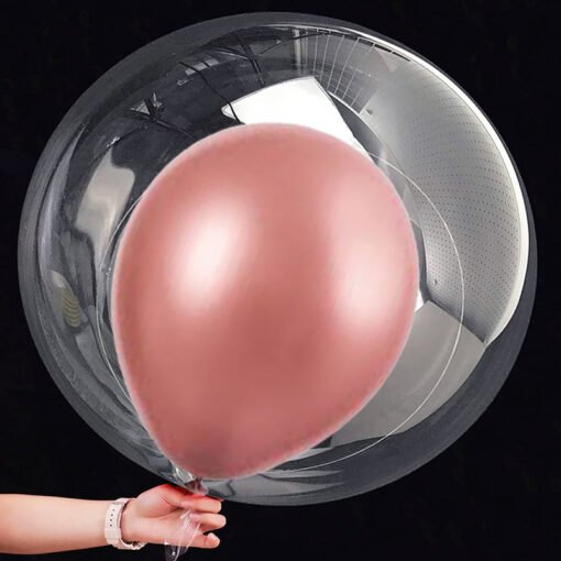 Transparent Bobo Balloons/Birthday,Wedding,Anniversary Indoor Outdoor Deor items/Rose Gold latex Balloon Decoration/Family Reunion/Party Supplies Items (Pack of 21pcs) - Image 6