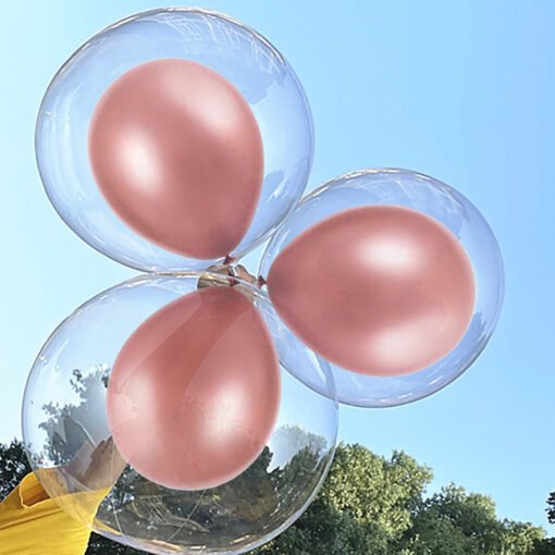 Transparent Bobo Balloons/Birthday,Wedding,Anniversary Indoor Outdoor Deor items/Rose Gold latex Balloon Decoration/Family Reunion/Party Supplies Items (Pack of 21pcs) - Image 7